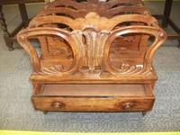 Carved Canterbury Magazine Rack with Drawer (2 of 2) Carved Canterbury Magazine Rack with Drawer (2 of 2)