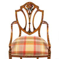 Late Victorian Sheraton Revival Painted Satinwood Armchair (4 of 5) Late Victorian Sheraton Revival Painted Satinwood Armchair (4 of 5)