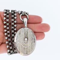 Antique Victorian Aesthetic Large Sterling Silver Locket & Collar Necklace (8 of 8) Antique Victorian Aesthetic Large Sterling Silver Locket & Collar Necklace (8 of 8)