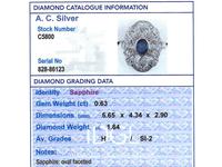 0.63ct Sapphire & 1.64ct Diamond, 18ct White Gold Dress Ring c.1935 (6 of 9) 0.63ct Sapphire & 1.64ct Diamond, 18ct White Gold Dress Ring c.1935 (6 of 9)