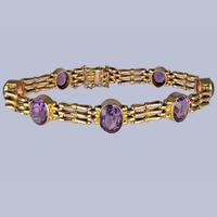 Victorian Amethyst Bracelet in 9ct Gold – Antique Gate Link Design c.1890 (1 of 9)