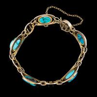 Antique Victorian Art Nouveau Turquoise Matrix Bracelet 9ct Gold Murrle Bennett Circa 1900 (3 of 7) Antique Victorian Art Nouveau Turquoise Matrix Bracelet 9ct Gold Murrle Bennett Circa 1900 (3 of 7)