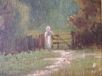 Early 20th century oil painting on board of young woman in rural landscape (3 of 5) Early 20th century oil painting on board of young woman in rural landscape (3 of 5)