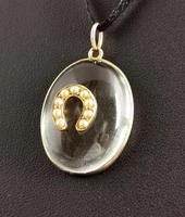Antique Victorian Rock Crystal Pendant Gold Horseshoe, Split Pearl (12 of 14) Antique Victorian Rock Crystal Pendant Gold Horseshoe, Split Pearl (12 of 14)