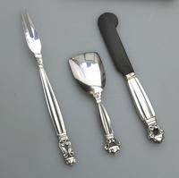 Good Sterling Solid Silver Georg Jensen Acorn Serving Set c.1945+ (4 of 6) Good Sterling Solid Silver Georg Jensen Acorn Serving Set c.1945+ (4 of 6)