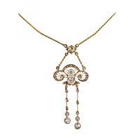 A Delightful Gold Pendant with Diamonds in Art Nouveau Style. Russia. The Turn of the 19th-20th century.