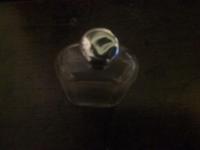Flask style glass perfume bottle with silver top (2 of 3) Flask style glass perfume bottle with silver top (2 of 3)