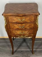 French Vintage Bedside Table 3 Drawers Cupboard Cabinet LOT 3931