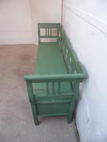 Large 3/4 Seater Painted Light Green Antique Pine Kitchen / Hall Box Settle / Bench (7 of 9) Large 3/4 Seater Painted Light Green Antique Pine Kitchen / Hall Box Settle / Bench (7 of 9)