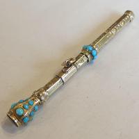 Victorian Gold Turquoise-set Pencil with Bloodstone Terminal (2 of 5) Victorian Gold Turquoise-set Pencil with Bloodstone Terminal (2 of 5)