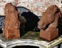 Pair of Large Outdoor Weathered Cast Iron Horse Heads (4 of 7) Pair of Large Outdoor Weathered Cast Iron Horse Heads (4 of 7)