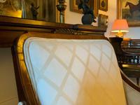 Exceptional Pair of Mahogany Inlaid Linen Silk Upholstered Bergere Armchairs (5 of 12) Exceptional Pair of Mahogany Inlaid Linen Silk Upholstered Bergere Armchairs (5 of 12)
