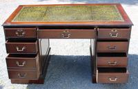 1960s Large Mahogany Pedestal Desk with Green Leather (2 of 6) 1960s Large Mahogany Pedestal Desk with Green Leather (2 of 6)