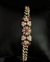 Antique 15ct Gold Ruby and Pearl Curb Bracelet, Floral (9 of 10) Antique 15ct Gold Ruby and Pearl Curb Bracelet, Floral (9 of 10)