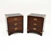 Pair of Military Campaign Style Mahogany Bedside Chests
