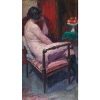 Oswald Poreau, Seated Nude In Leather Boots, Oil Painting (2 of 8) Oswald Poreau, Seated Nude In Leather Boots, Oil Painting (2 of 8)