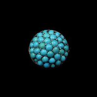 Antique Pavé Turquoise Bombé Cluster 9ct Gold & Silver Ring Antique Pavé Turquoise Bombé Cluster 9ct Gold & Silver Ring