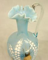 Antique Pale Blue Vaseline Glass Decorated Jug (2 of 5) Antique Pale Blue Vaseline Glass Decorated Jug (2 of 5)