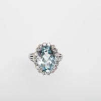 Vintage 5.75 Carat Aquamarine & 0.72 Carat Diamond Cluster Engagement Ring c.1960 (5 of 5) Vintage 5.75 Carat Aquamarine & 0.72 Carat Diamond Cluster Engagement Ring c.1960 (5 of 5)