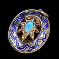 Antique Blue Enamel Opal and Diamond Star 15ct Gold Oval Locket Pendant (5 of 11) Antique Blue Enamel Opal and Diamond Star 15ct Gold Oval Locket Pendant (5 of 11)