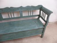 Lovely Green & Blue 3 Seater Antique Pine Kitchen / Hall Box Settle / Bench (3 of 10) Lovely Green & Blue 3 Seater Antique Pine Kitchen / Hall Box Settle / Bench (3 of 10)
