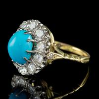 Antique Edwardian Turquoise Diamond Cluster Ring Platinum 18ct Gold 2ct of Diamond c.1905 (7 of 8) Antique Edwardian Turquoise Diamond Cluster Ring Platinum 18ct Gold 2ct of Diamond c.1905 (7 of 8)