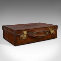 Antique Travel Case, English, Leather Banker's Suitcase, Edwardian c.1910 Antique Travel Case, English, Leather Banker's Suitcase, Edwardian c.1910