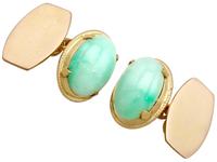 Jade / Natural Jadeite & 21ct Yellow Gold Cufflinks - Vintage c.1940 (2 of 6) Jade / Natural Jadeite & 21ct Yellow Gold Cufflinks - Vintage c.1940 (2 of 6)