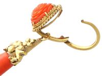 Coral & 20ct Yellow Gold Drop Earrings - Antique c.1830 (6 of 9) Coral & 20ct Yellow Gold Drop Earrings - Antique c.1830 (6 of 9)