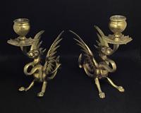 Pair of Brass Antique Dragon/Griffin Candlesticks. (2 of 5) Pair of Brass Antique Dragon/Griffin Candlesticks. (2 of 5)
