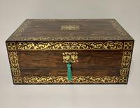 Superb Antique Rosewood Brass Inlaid Writing Slope Box with Double Hinge (2 of 12) Superb Antique Rosewood Brass Inlaid Writing Slope Box with Double Hinge (2 of 12)