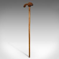 Antique Walking Cane, Fruitwood, Carved Country Shooting Stick, Dog, Victorian Antique Walking Cane, Fruitwood, Carved Country Shooting Stick, Dog, Victorian