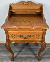 Bedside Table Vintage French Style Craved Oak Carved Cabinet (LOT 4007)