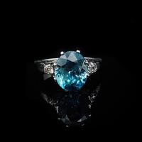 French Blue Zircon & Diamond Platinum & 18ct Gold Solitaire Ring (6 of 10) French Blue Zircon & Diamond Platinum & 18ct Gold Solitaire Ring (6 of 10)