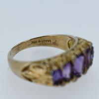 Vintage Amethyst and Diamond Chunky Scroll Five Stone 9ct 9K Yellow Gold Ring Band (10 of 10) Vintage Amethyst and Diamond Chunky Scroll Five Stone 9ct 9K Yellow Gold Ring Band (10 of 10)