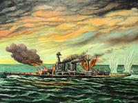 Large Marine Oil Painting WW2 Sea Battle "HMS Battleship Hood The Last Moments" (2 of 8) Large Marine Oil Painting WW2 Sea Battle "HMS Battleship Hood The Last Moments" (2 of 8)
