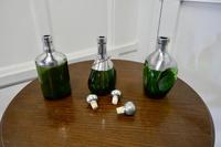 Set of 3 French Green Glass and Pewter Spirit Decanters (5 of 8) Set of 3 French Green Glass and Pewter Spirit Decanters (5 of 8)