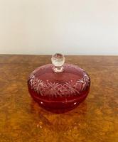 Antique Victorian Quality Cut Cranberry Glass Lidded Bowl (3 of 4) Antique Victorian Quality Cut Cranberry Glass Lidded Bowl (3 of 4)