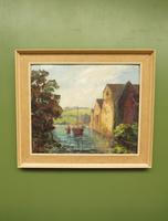 Large Framed Oil Painting of Boats at Totnes by Dorothy Bradshaw (2 of 13) Large Framed Oil Painting of Boats at Totnes by Dorothy Bradshaw (2 of 13)