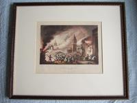 Aquatint of the "Burning of Moscow Sept 1812" Pub.1815 by James Jenkins in "Martial Achievements of Great Britain & Her Allies 1799-1815" (2 of 6) Aquatint of the "Burning of Moscow Sept 1812" Pub.1815 by James Jenkins in "Martial Achievements of Great Britain & Her Allies 1799-1815" (2 of 6)