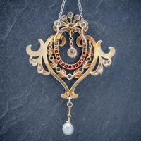 Antique Diamond Ruby Pearl Pendant Necklace Platinum 18ct Gold c.1915 Boxed (7 of 9) Antique Diamond Ruby Pearl Pendant Necklace Platinum 18ct Gold c.1915 Boxed (7 of 9)