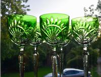 5 Green Hock Glasses Bohemian 1960 (5 of 5) 5 Green Hock Glasses Bohemian 1960 (5 of 5)