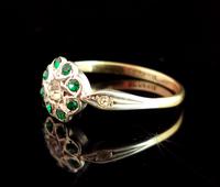 Vintage Art Deco Flower Ring, 9ct Gold & Silver, Emerald Paste (5 of 11) Vintage Art Deco Flower Ring, 9ct Gold & Silver, Emerald Paste (5 of 11)