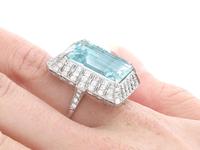20.50 ct Aquamarine and 2.15 ct Diamond, Platinum Dress Ring - Vintage Circa 1950 (8 of 9) 20.50 ct Aquamarine and 2.15 ct Diamond, Platinum Dress Ring - Vintage Circa 1950 (8 of 9)