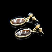Antique Banded Bullseye Agate Yellow Gold on Silver Drop Dangle Earrings (3 of 6) Antique Banded Bullseye Agate Yellow Gold on Silver Drop Dangle Earrings (3 of 6)