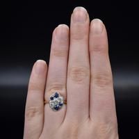 Antique Blue Sapphire and Old Cut Diamond Cluster 18ct 18K Yellow Gold and Platinum Ring (8 of 10) Antique Blue Sapphire and Old Cut Diamond Cluster 18ct 18K Yellow Gold and Platinum Ring (8 of 10)