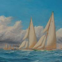 A rare painting of 1930 America’s Cup racing off Newport, signed ‘Harold Wyllie’ (2 of 12) A rare painting of 1930 America’s Cup racing off Newport, signed ‘Harold Wyllie’ (2 of 12)