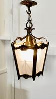 French Brass & Etched Glass Lantern Hall Light (2 of 6) French Brass & Etched Glass Lantern Hall Light (2 of 6)