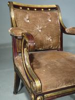 Elegant Pair of Regency Style Faux Rosewood Parcel Gilt Chairs c.1890 (2 of 6) Elegant Pair of Regency Style Faux Rosewood Parcel Gilt Chairs c.1890 (2 of 6)
