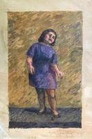 Original oil on canvas (unstretched) 'Valerie B singing' by Ann Spalding 1911-2013. Signed and inscribed Valerie Beanland (???). c.1950 (2 of 3) Original oil on canvas (unstretched) 'Valerie B singing' by Ann Spalding 1911-2013. Signed and inscribed Valerie Beanland (???). c.1950 (2 of 3)